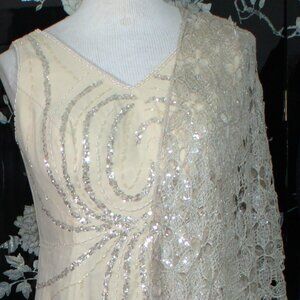 BEADED COCKTAIL  DRESS, BEIGE PLUS  18W    (mother of bride) NWT